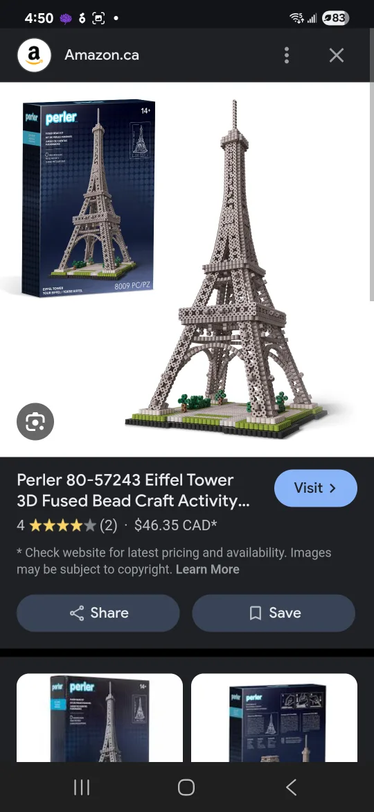 Perler Eiffel Tower 3D Fused Bead Craft Kit image indicator(3)