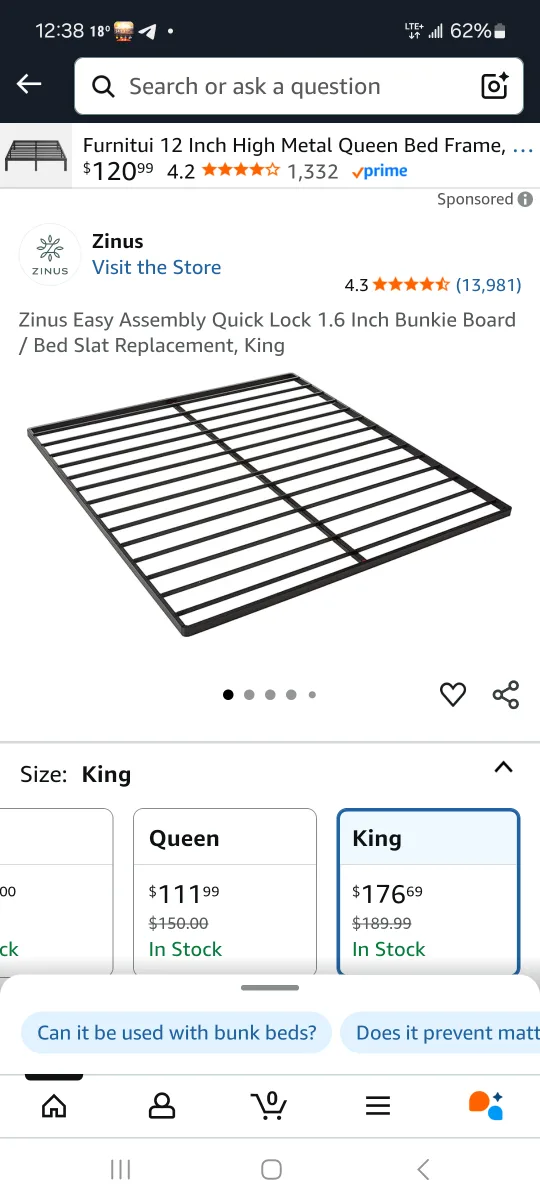 Zinus Easy Assembly King Bed Frame image indicator(6)