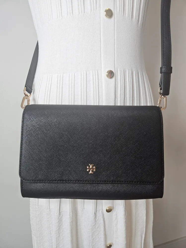 Black Tory Burch Emerson Crossbody Clutch thumbnail