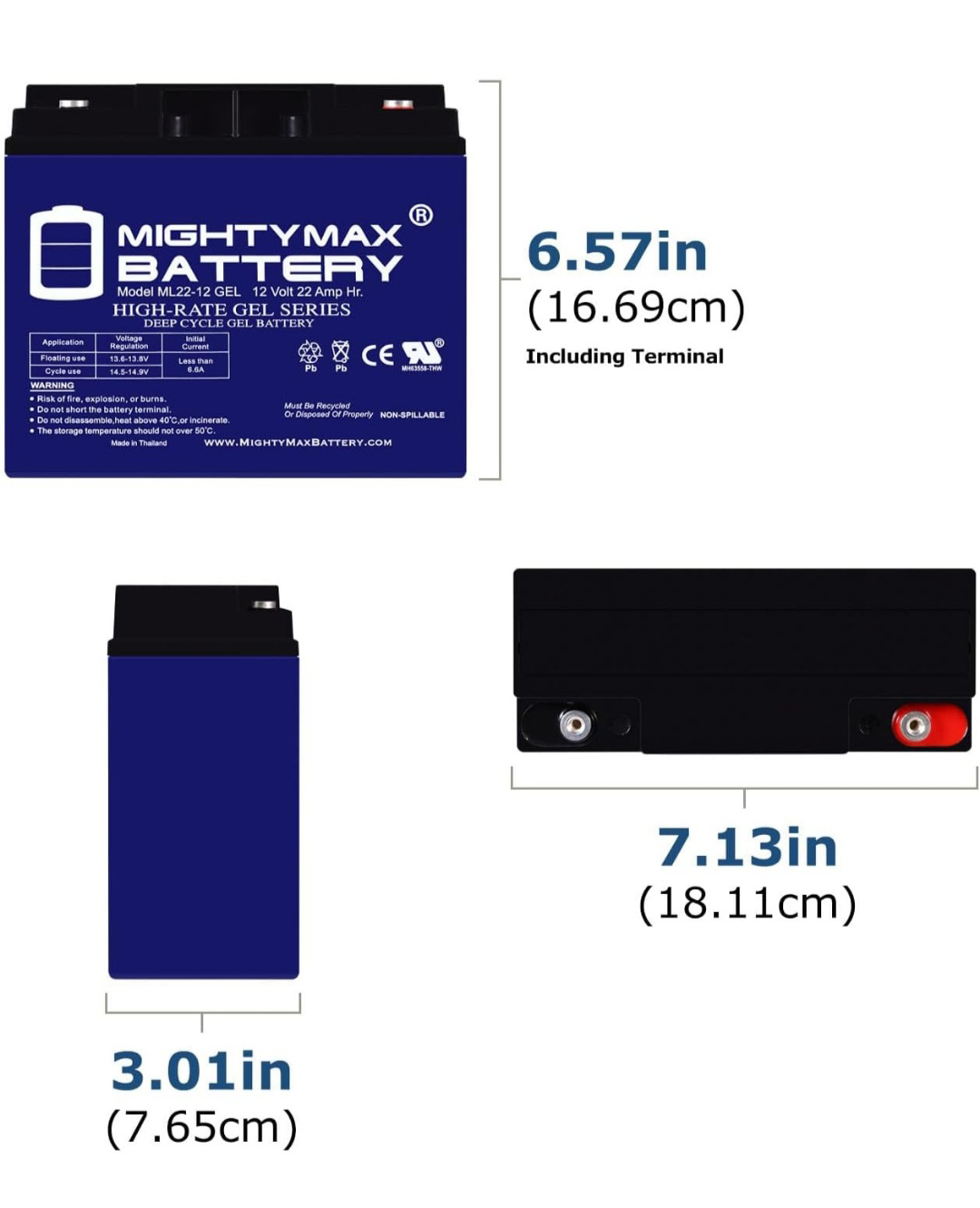 5- Mighty Max 12v20ah GEL Battery - New - photo 2