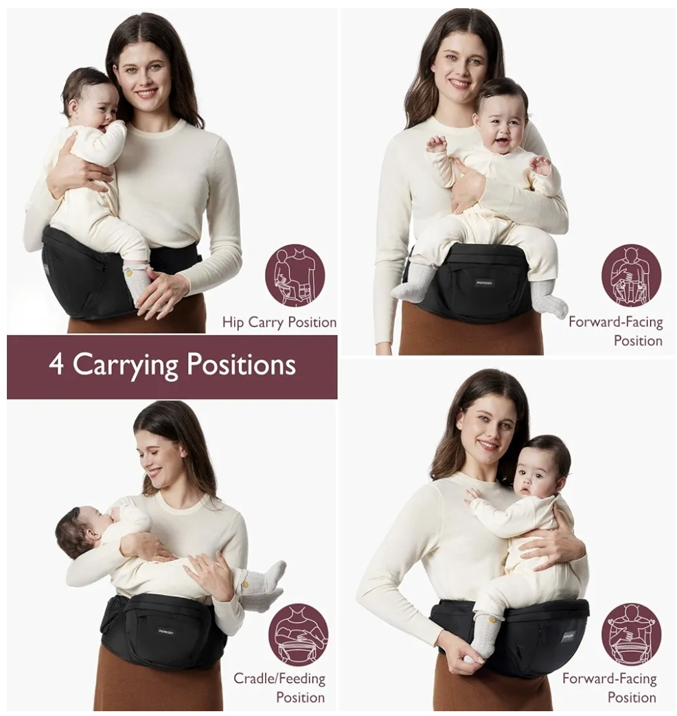 Momcozy Hip Seat Baby Carrier - Black - photo 2