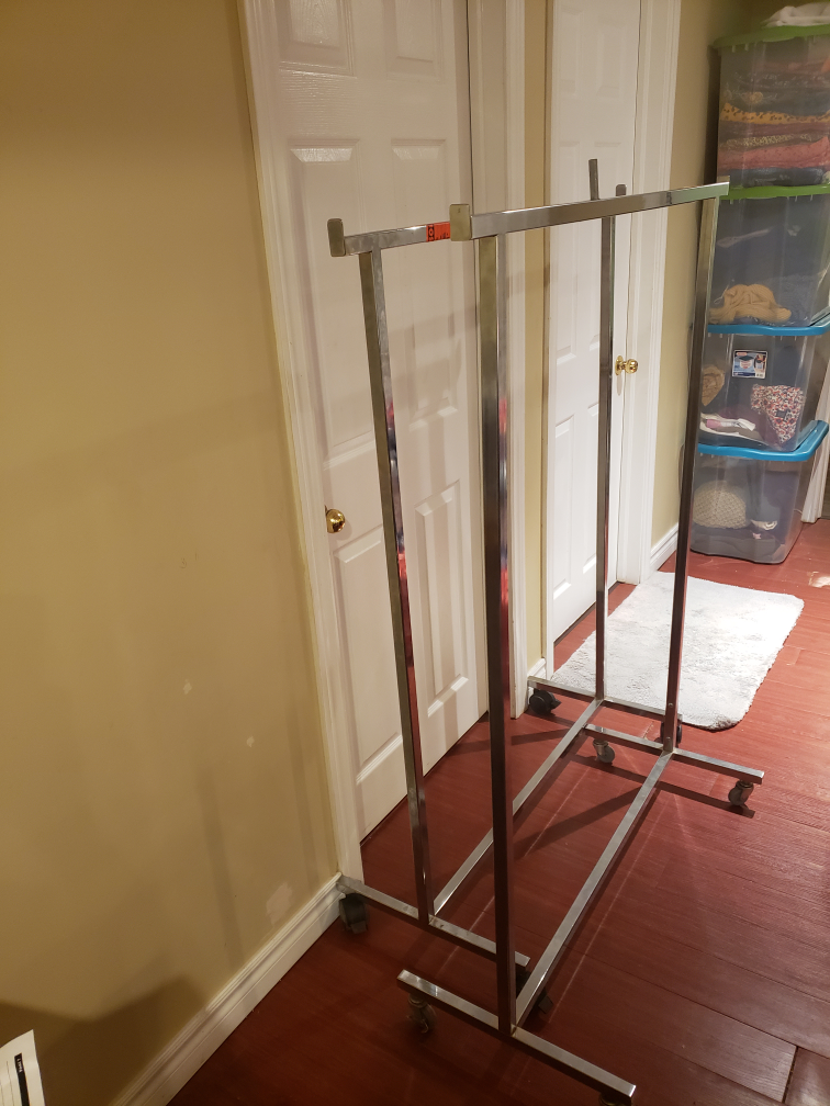 Rolling Garment Rack - Chrome Finish