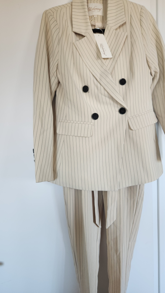 Stylumary Pinstripe Beige Suit Set - photo 3