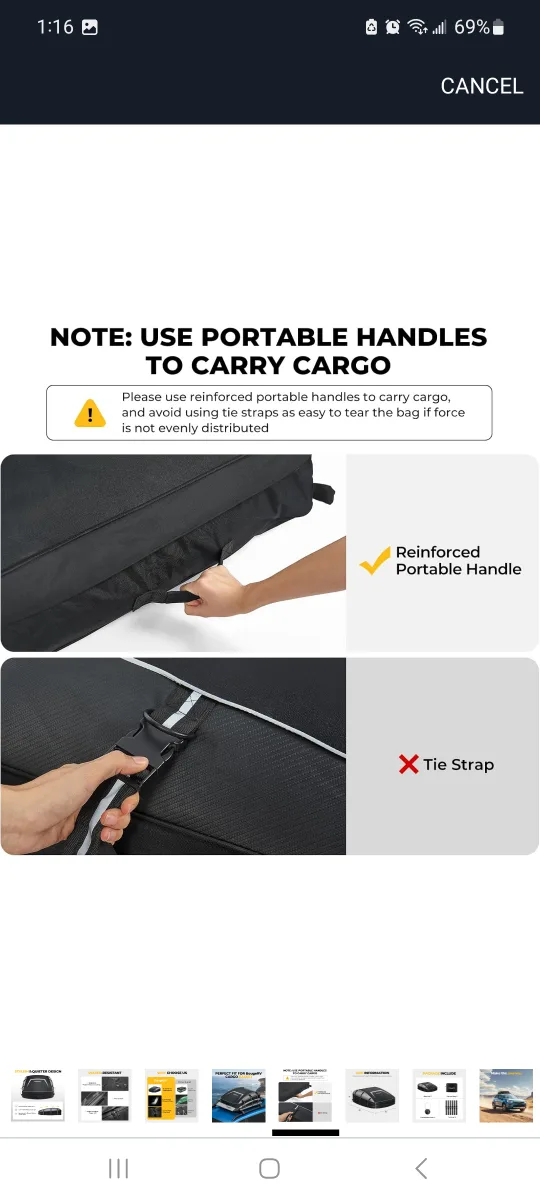 BougeRV Rooftop Cargo Carrier Bag - 39" x 35" x 13" brand new image indicator(4)