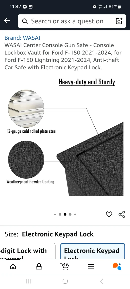 WASAI Console Gun Safe - Electronic Keypad Lock brand is image indicator(4)