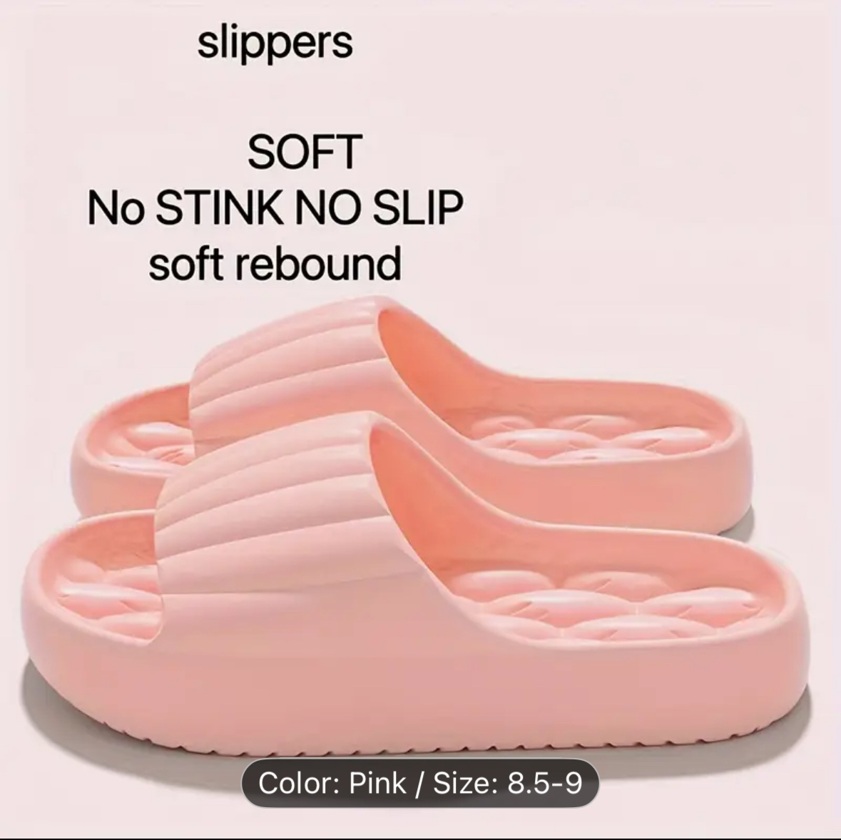Cloud Slides - Size.: 8.5-9 - Color: Pink, Khaki, and Black
