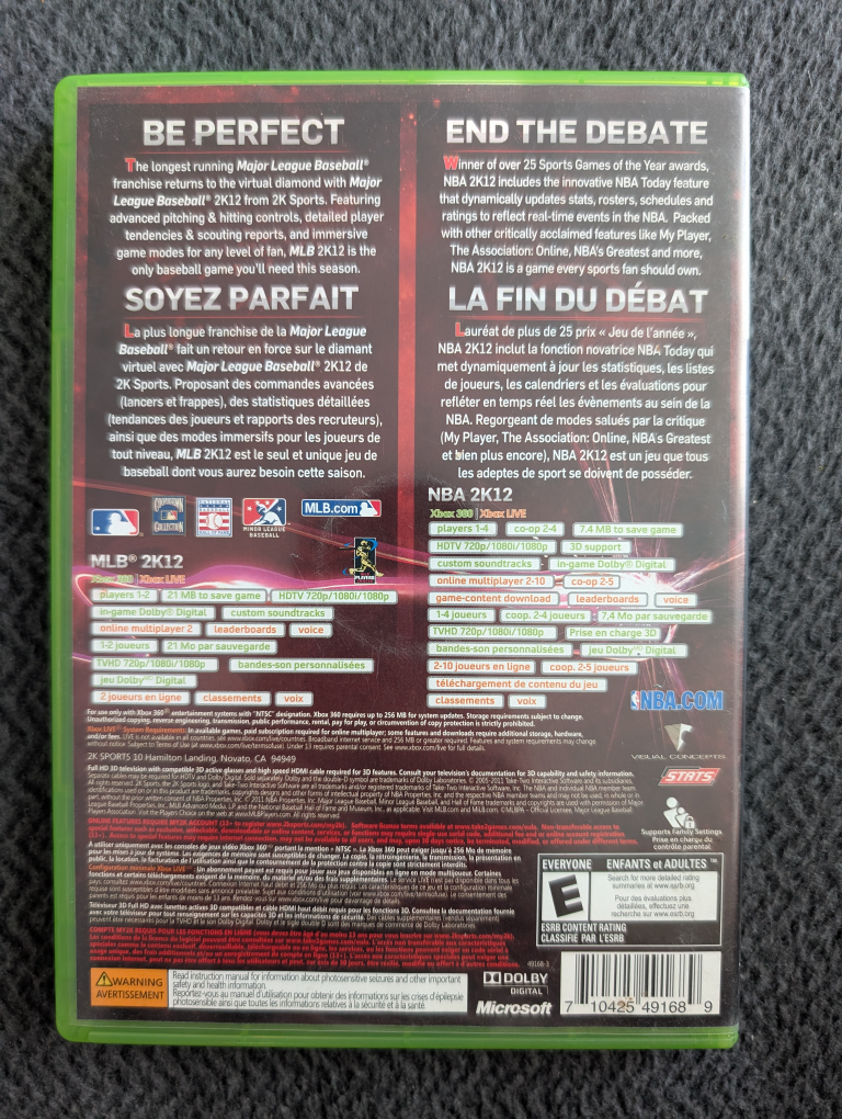 Xbox 360 2K Sports Combo Pack - NBA 2K12 a d MLB 2K12 - photo 2