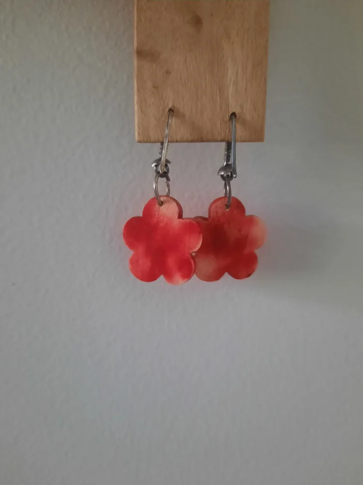 Flower Earrings - Red image indicator(2)