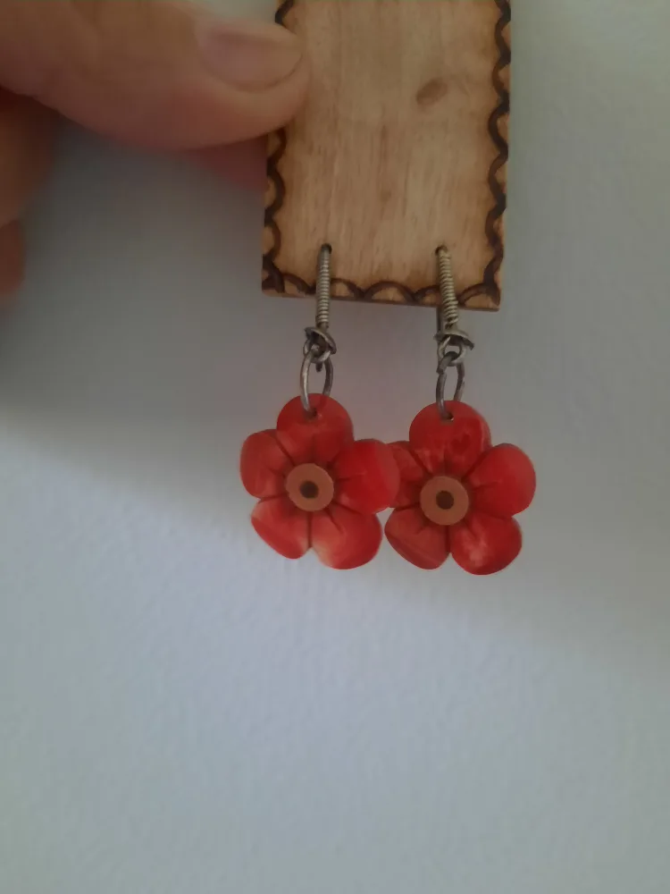 Flower Earrings - Red image indicator(3)