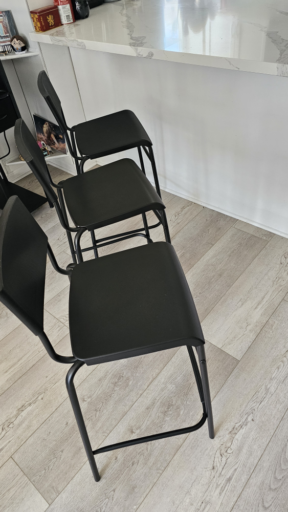 Set of 3 Black Bar Stools - photo 2