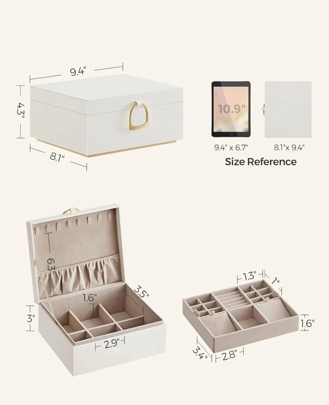 SONGMICS White Jewellery Box thumbnail