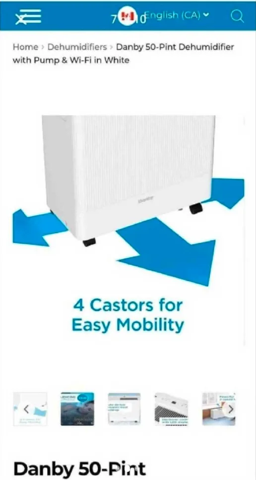 Danby 50-Pint Dehumidifier with Pump & Wi-Fi in White image indicator(7)