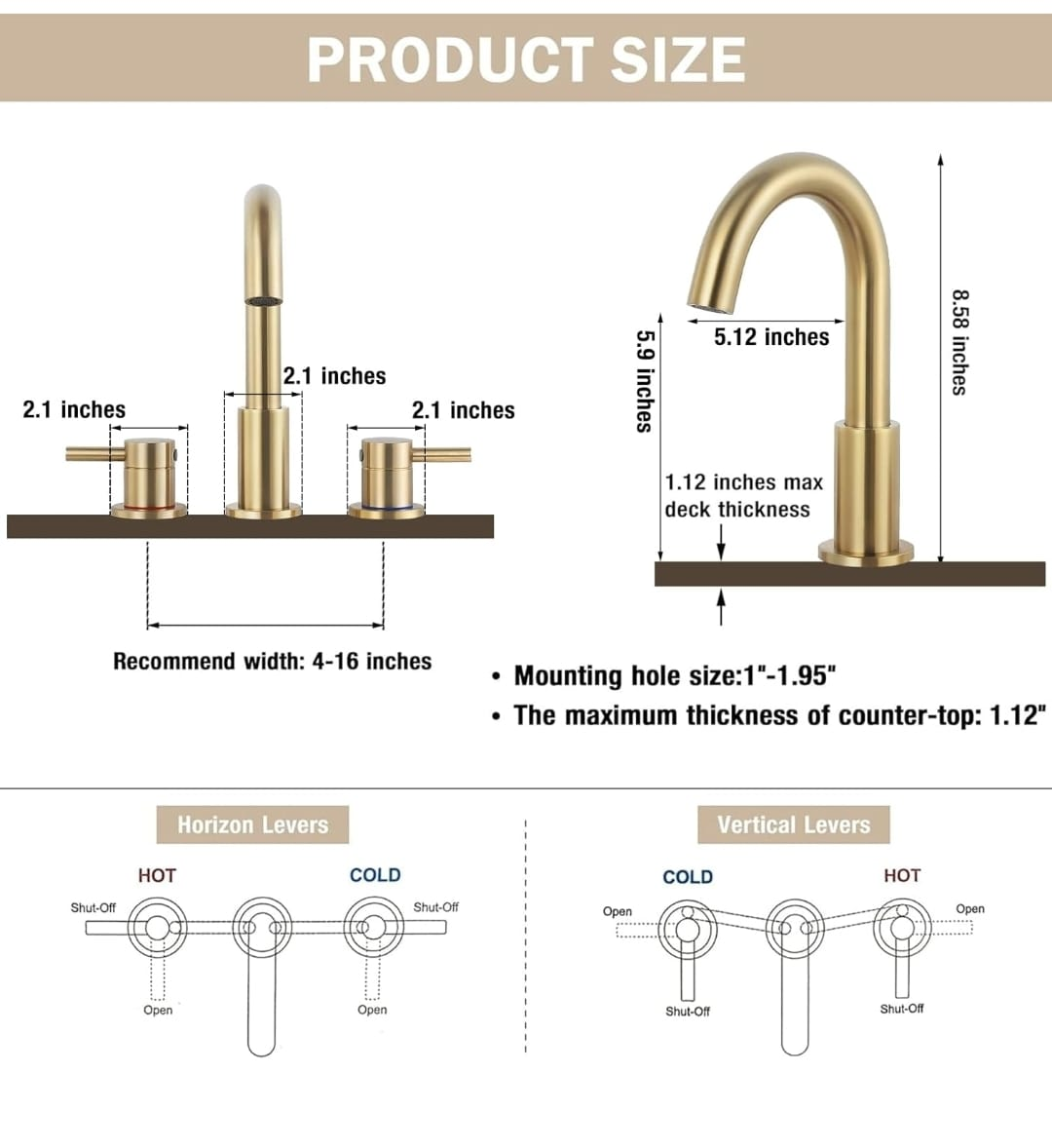 Gold Bathroom Faucet - Hot & Cold 360° Swivel - photo 3