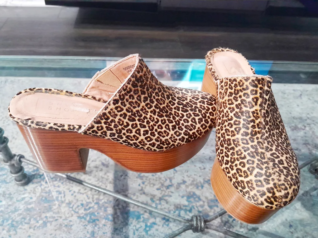 Leopard Print Platform Mules thumbnail