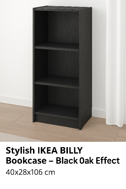 IKEA Billy Bookcase - Black Oak Effect