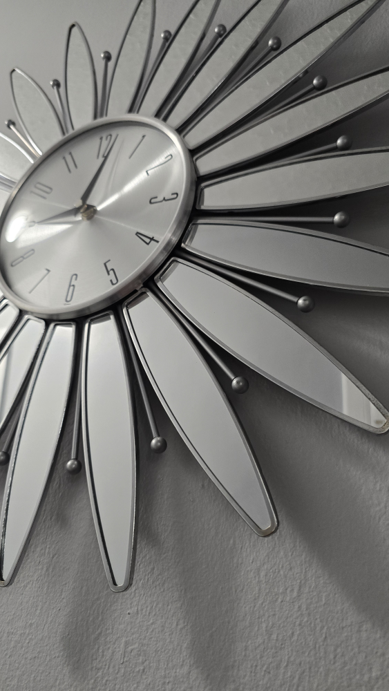 Silver Sunburst Wall Clock - photo 5