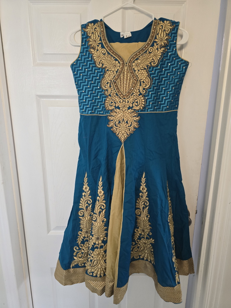 Teal & Gold Embroidered Dress - photo 2