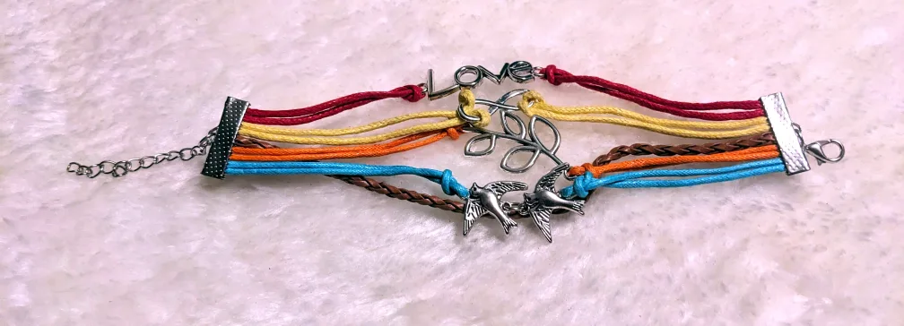 Multi-strand Bracelet with Bird & Love Charms image indicator(2)