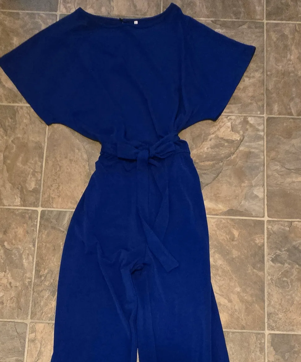 PENDING Blue Maxi Romper with Tie Waist thumbnail