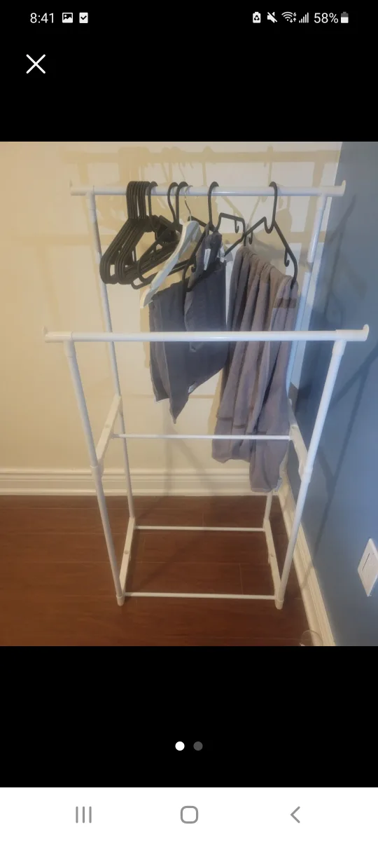 White Double Pole Clothes Rack - 60cm thumbnail