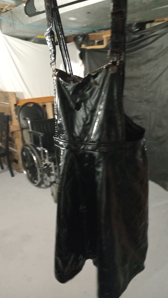 Hot Topic Black Faux Leather Overall dress - Size Large - photo 2