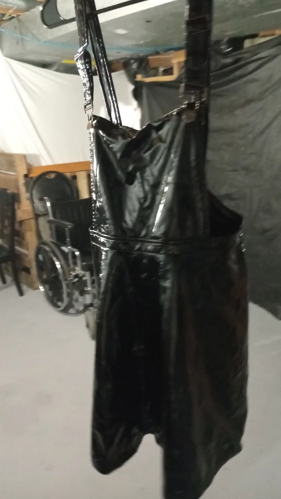 Hot Topic Black Faux Leather Overall dress - Size Large image indicator(2)