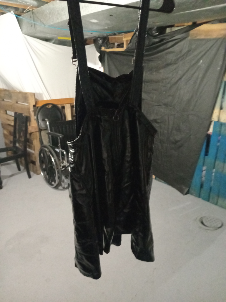 Hot Topic Black Faux Leather Overall dress - Size Large