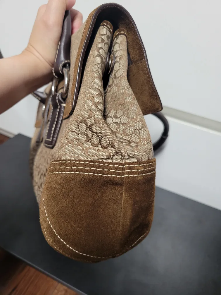Coach Signature Brown Suede Satchel image indicator(5)