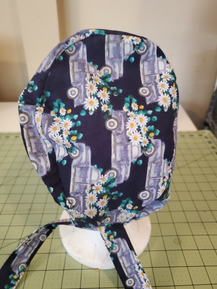 Hand Crafted Scrub Cap - Truck & Daisy Pattern Adult Sz - photo 4