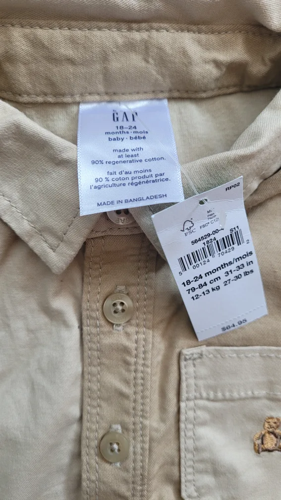 New Baby GAP Colorblock Utility One-Piece 18-24 M image indicator(3)