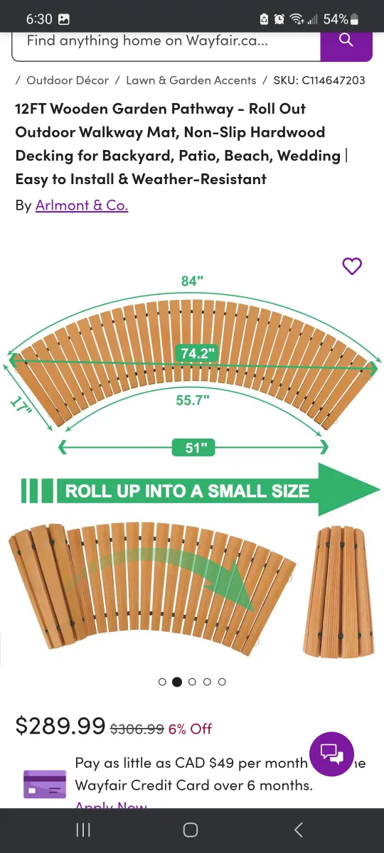 Arlmont & Co. 12FT Wooden Garden Pathway Mat brand new image indicator(2)