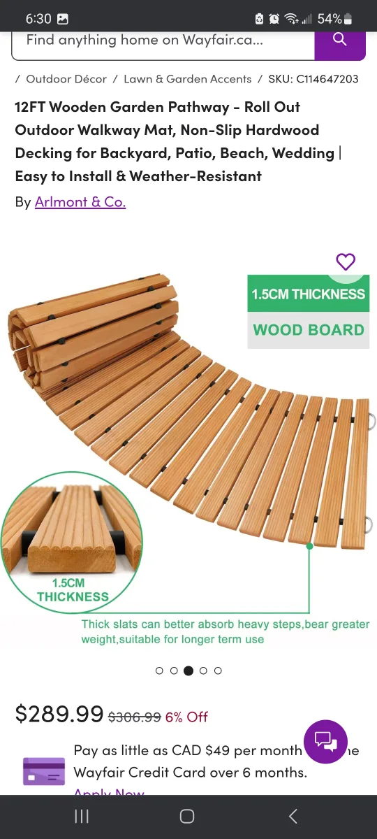 Arlmont & Co. 12FT Wooden Garden Pathway Mat brand new image indicator(3)