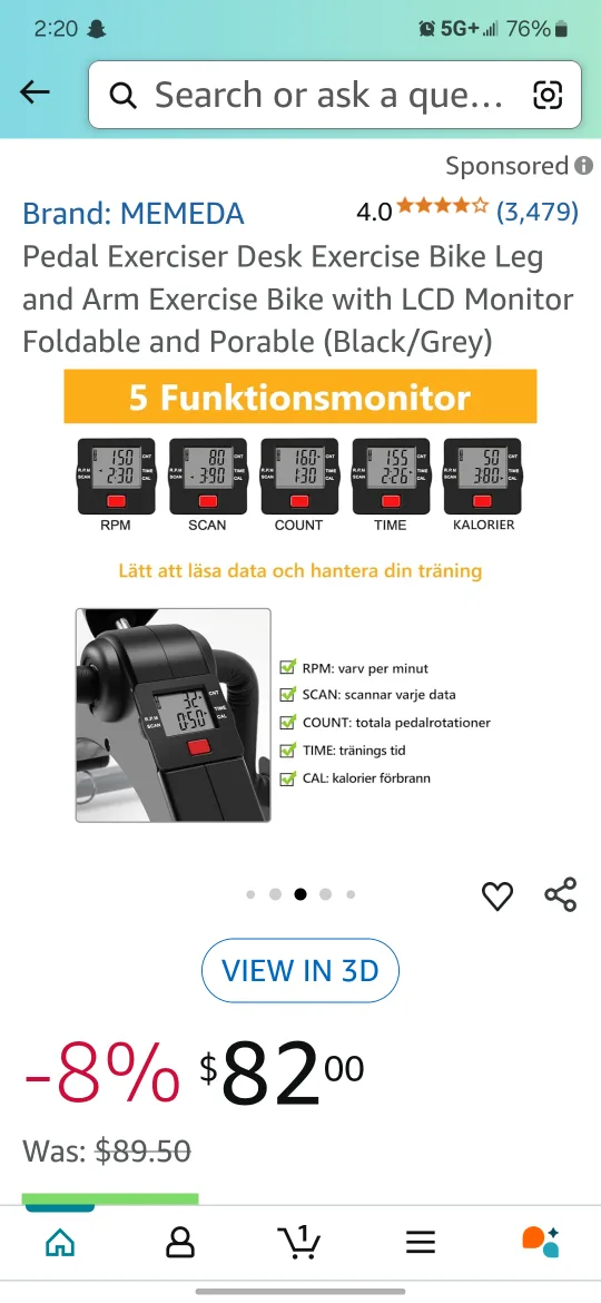MEMEDA Pedal Exerciser - Desk Bike image indicator(5)