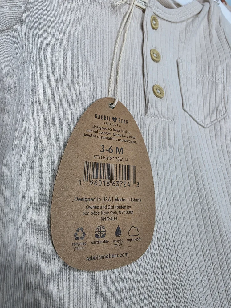 Rabbit Bear Organic Bodysuits (3-6M) 🧡 image indicator(2)