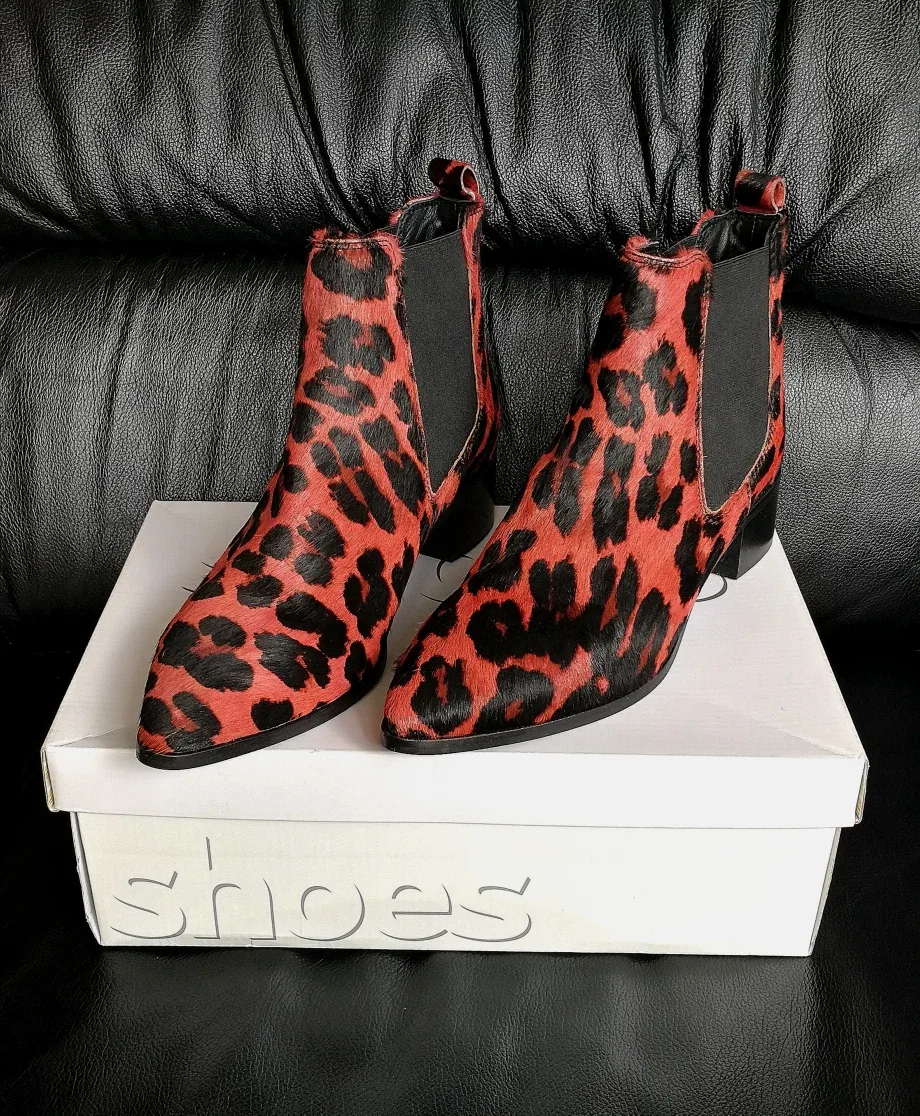New Topshop Cheetah Print Pony Hair Ankle Boots - Size 6.5/EU37 thumbnail