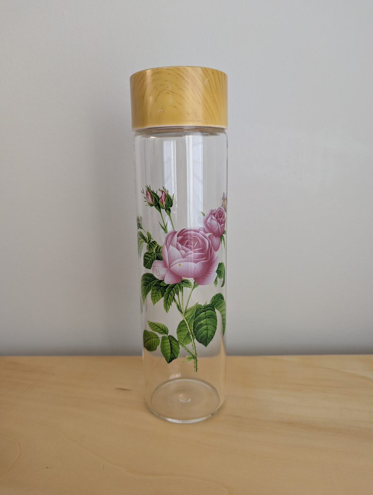Floral Glass Water Bottle