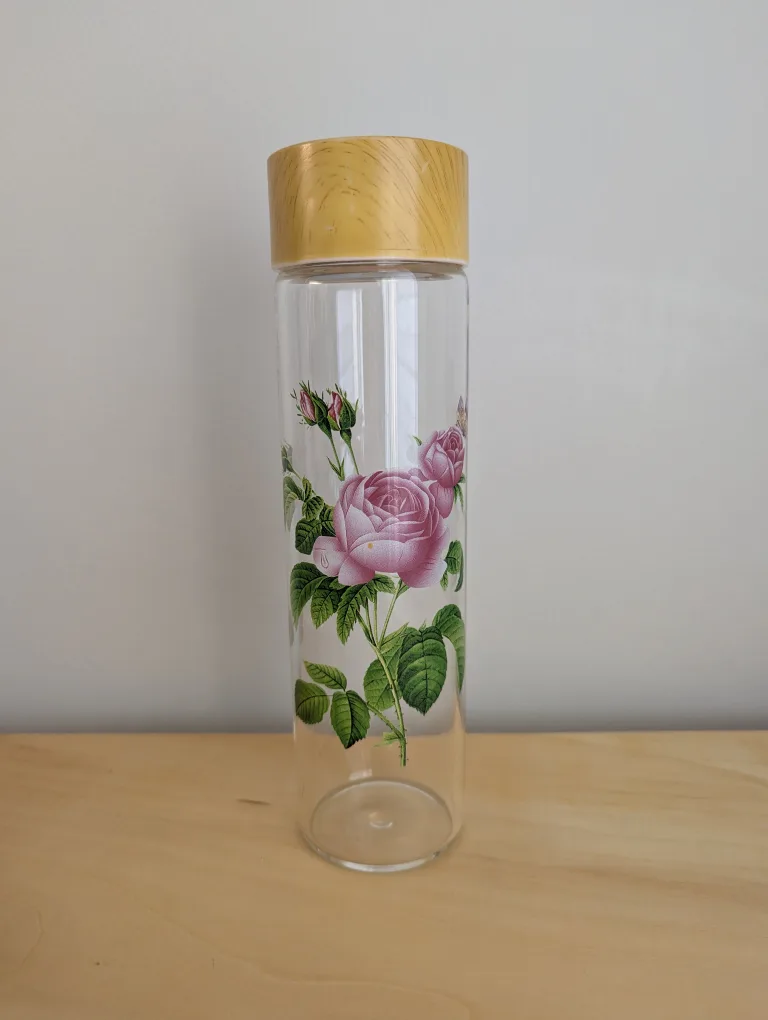 Floral Glass Water Bottle thumbnail