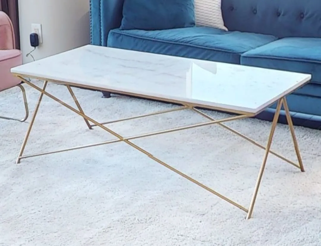 STRUCTUBE - Modern Marble Top Coffee Table with Gold Legs image indicator(2)