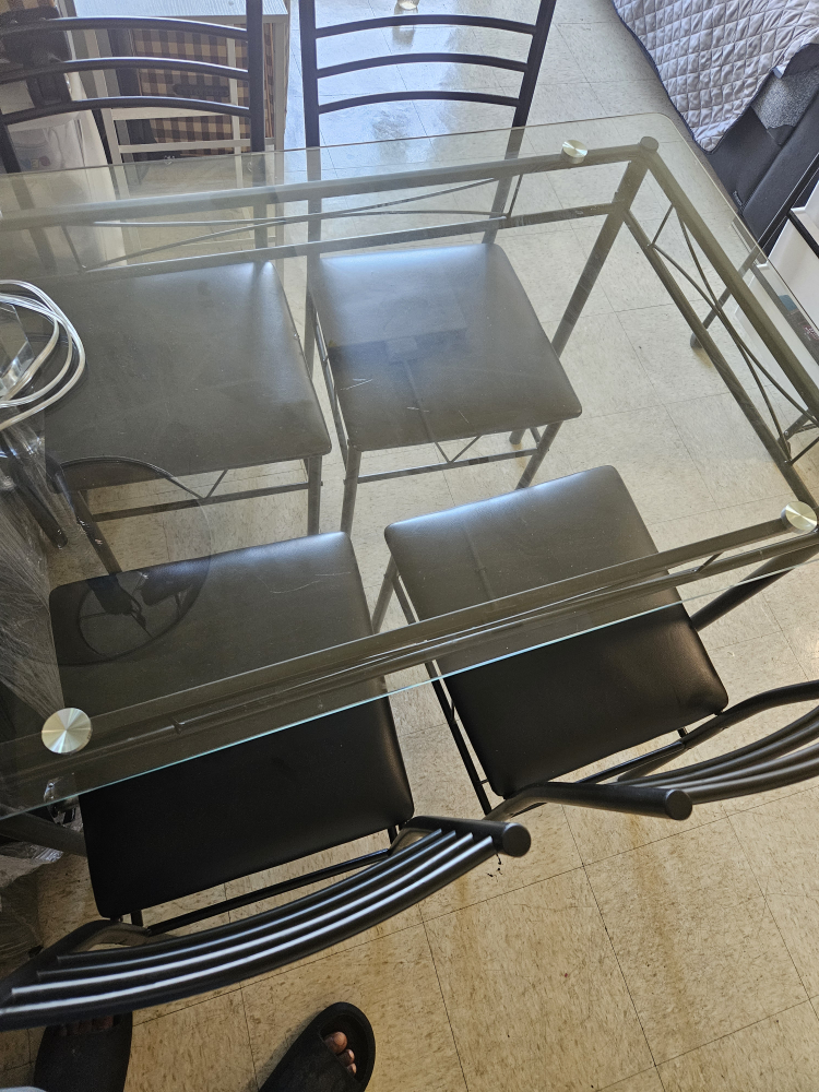 Glass Top Dining Table with 4 Chairs - photo 3