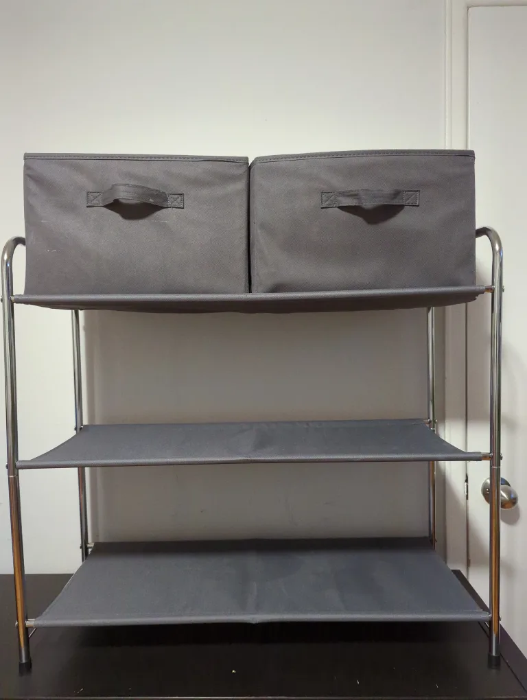 Grey Storage Shelf with Fabric Drawers thumbnail