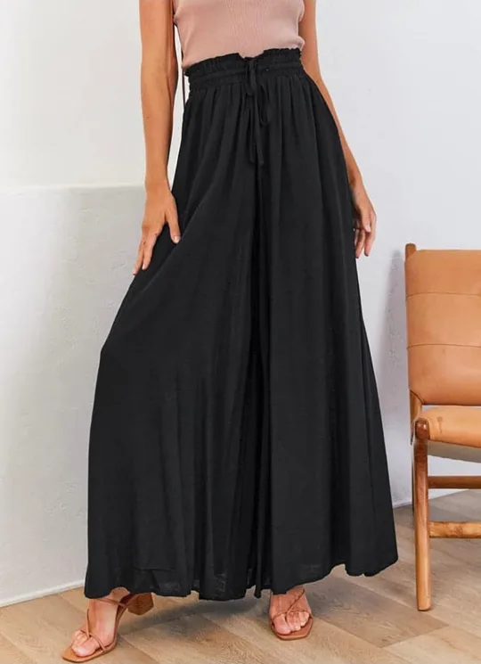 Dokotoo Palazzo Pants, Black, Medium Casual High Waist Wide Leg image indicator(6)
