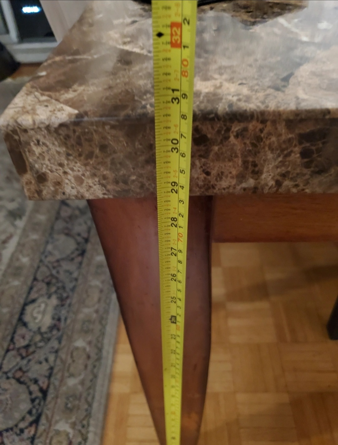 Brown Marble Pattern Dining Table (71x43 inches) whith 4 chairs - photo 4