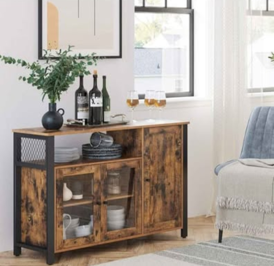 Rustic Brown Buffet Sideboard, 43.3" Wide