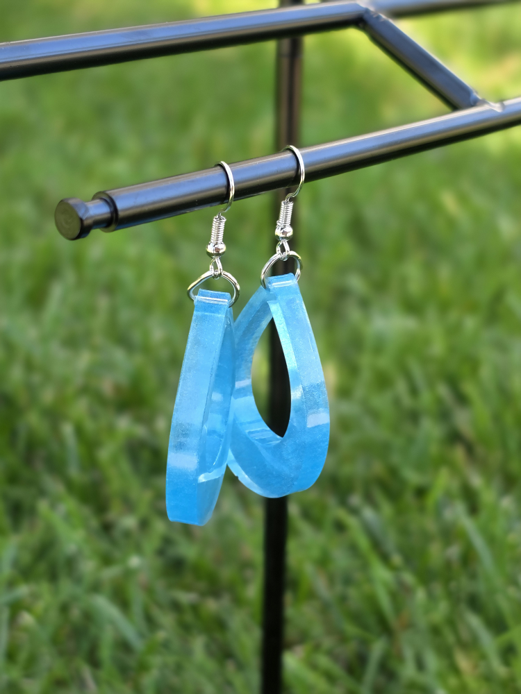 Blue Teardrop Dangle Earrings (Resin)