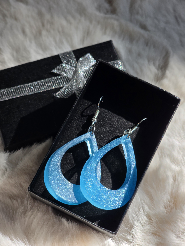 Blue Teardrop Dangle Earrings (Resin) - photo 4