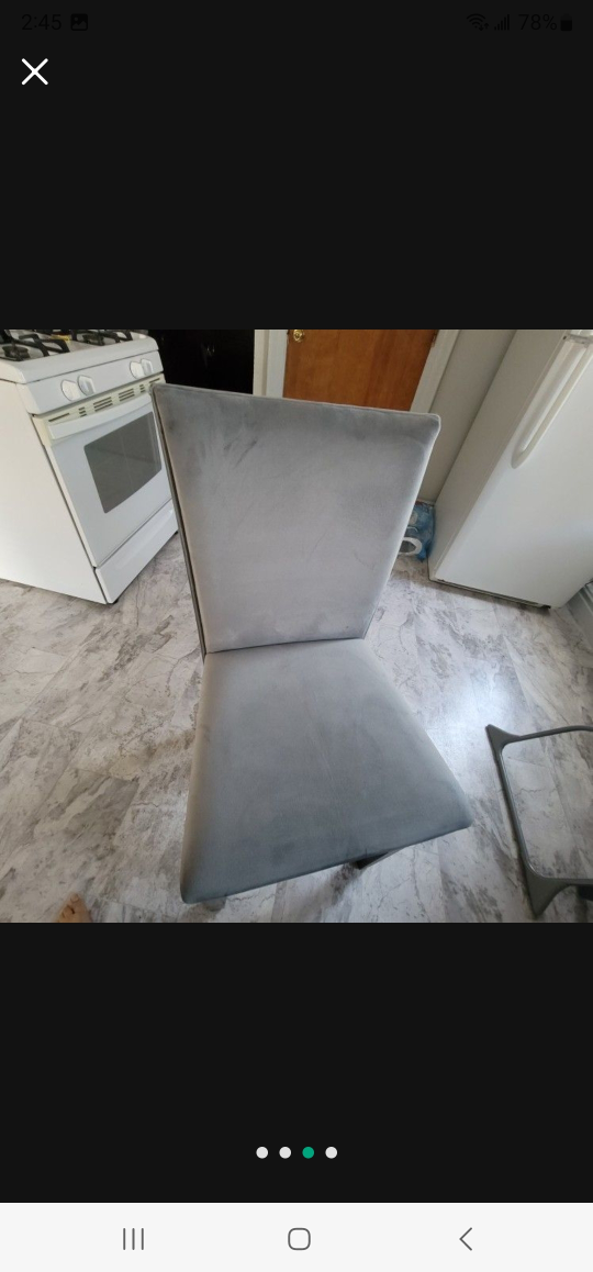 Round Glass Dining Table with 4 Gray Chairs - photo 2