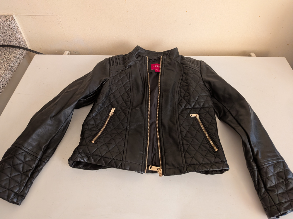 Children's Guess Black Quilted Leather Jacket - Size 8