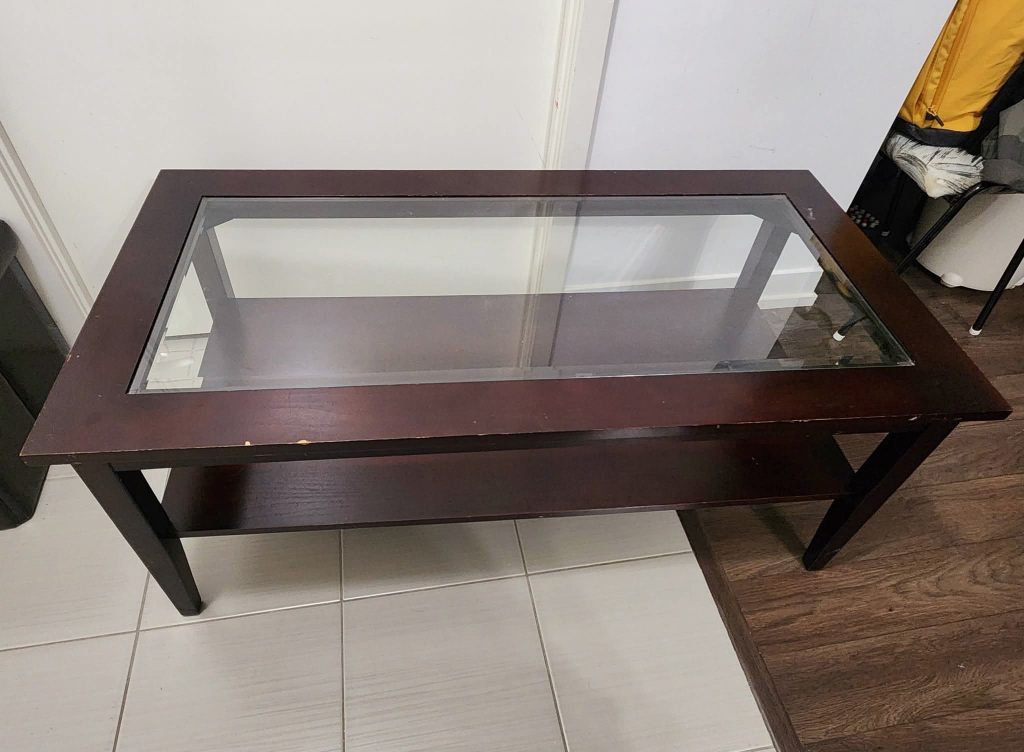 Dark Brown Coffee Table with Glass Top - photo 2