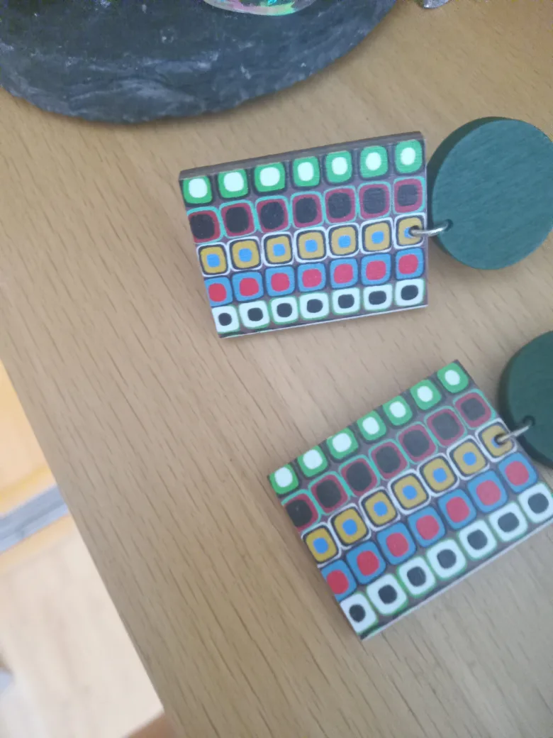 Handmade Wooden Earrings - Funky Design thumbnail