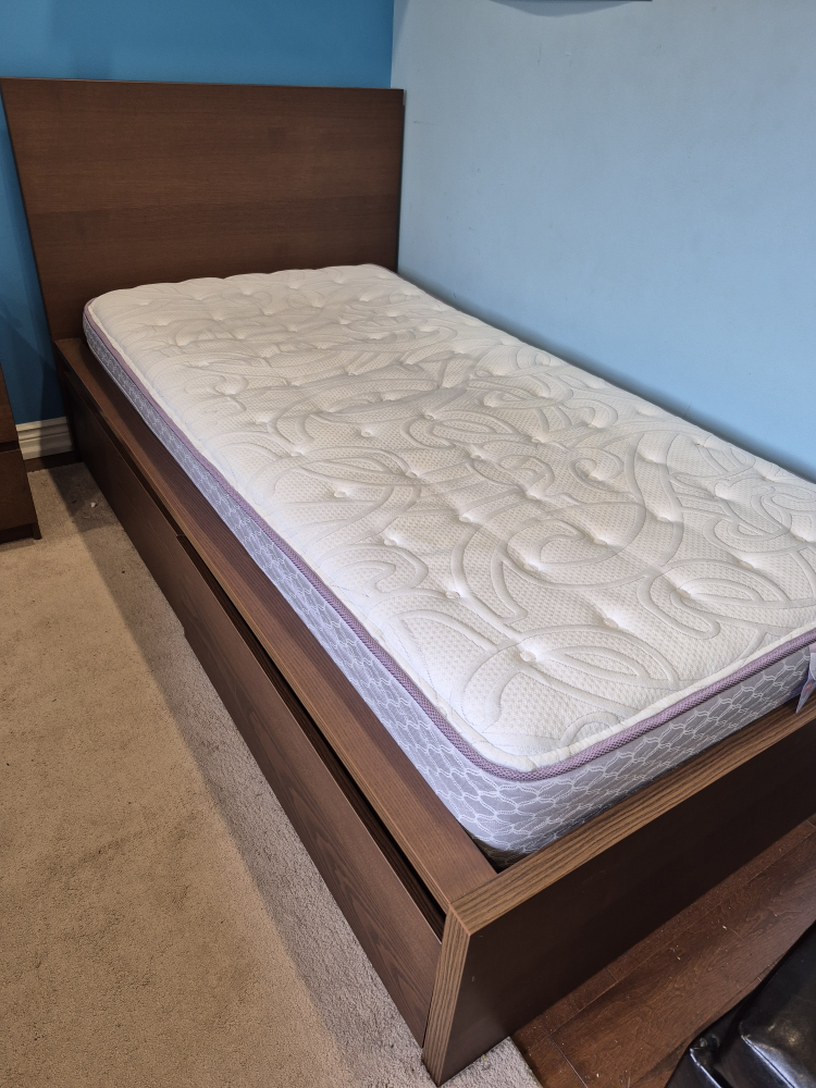 Single Ikea Bed Frame with Mattress & Storage